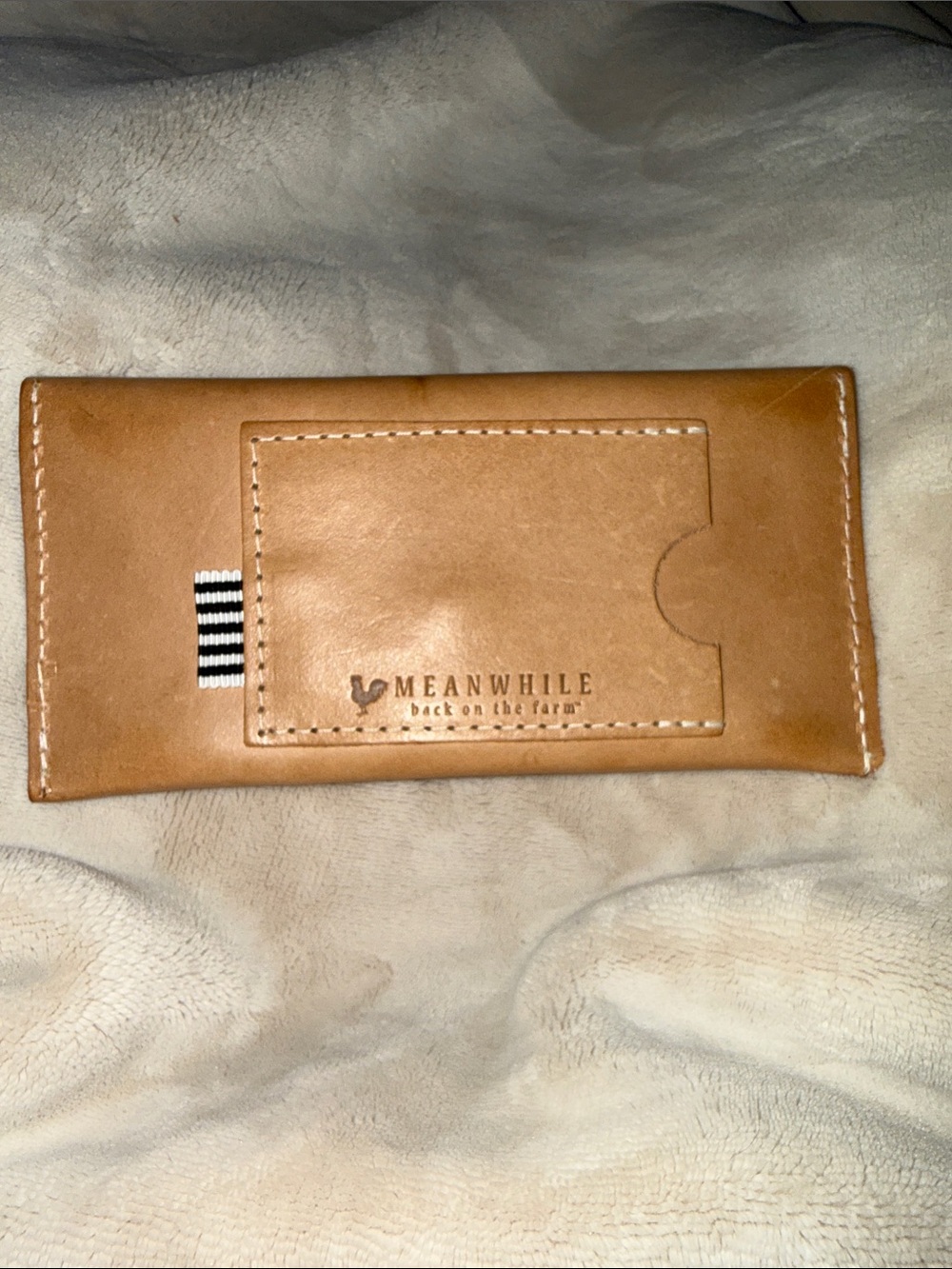 Mean while back on the farm Tan real Leather Card Holder Wallet